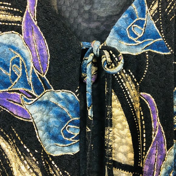 Vtg Mirasol Open Cardigan Sz Large Semi-sheer Lightweight Floral Shimmery USA - Picture 4 of 8